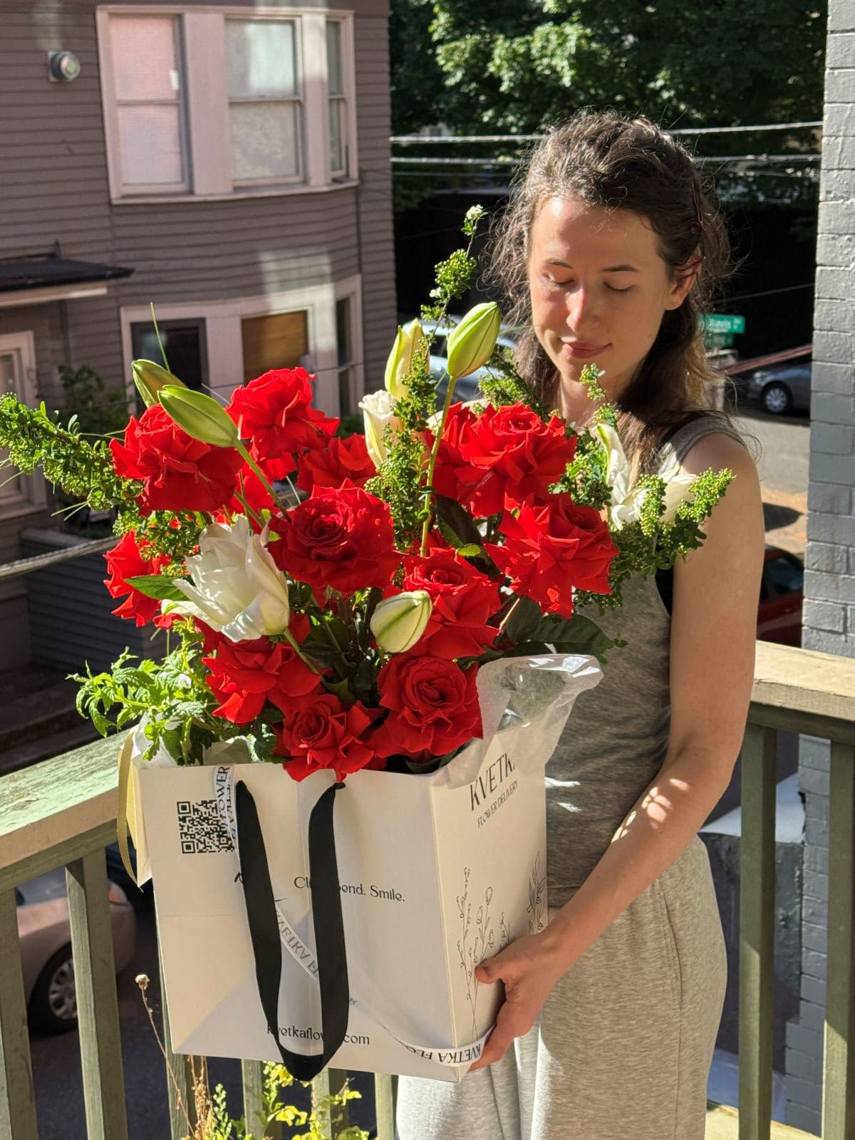 Aurora | Luxury Red Roses & Lily Bouquet