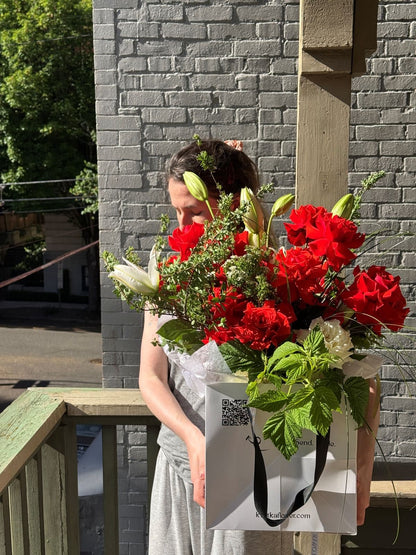 Aurora | Luxury Red Roses & Lily Bouquet