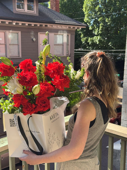Aurora | Luxury Red Roses & Lily Bouquet