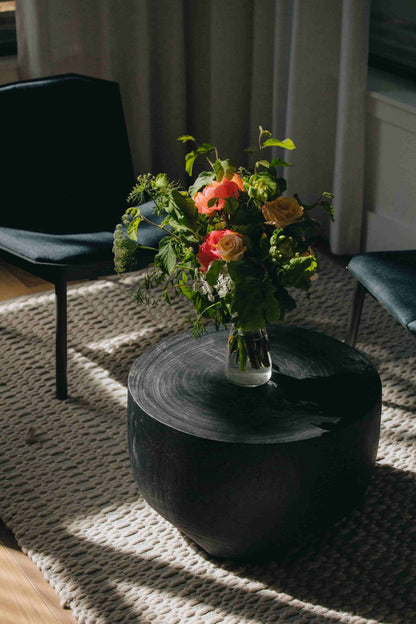 Close-up of seasonal flower bouquet with roses and greenery – Portland flower delivery