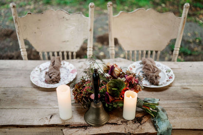 Rustic bouquet with burgundy dahlia, hydrangea, Queen Anne’s lace, and wildflower accents — Kvetka Flower Portland
