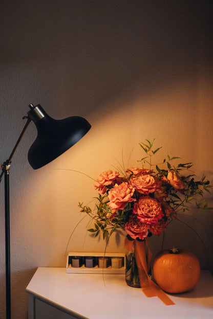 Orange rose bouquet as home decor Portland florist Kvetka Flower